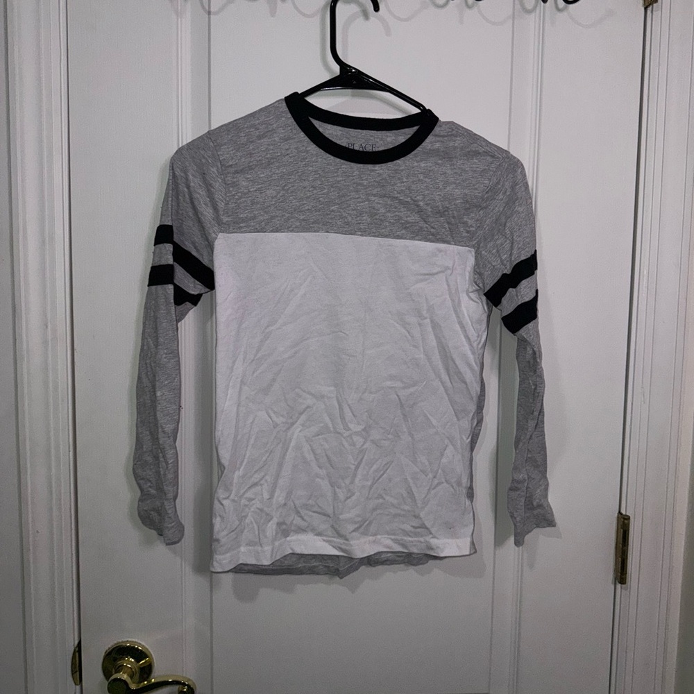 Place Gray and White Long Sleeve Tee with Sporty Accents